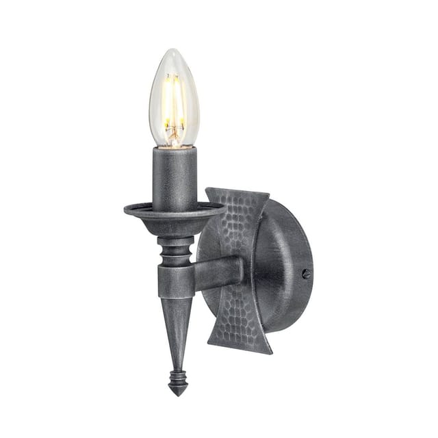 Elstead - Saxon - 1 Licht Innenkerze Wandleuchte Silber, Schwarz, E14