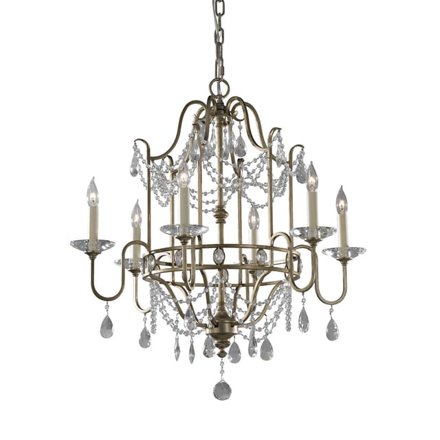 Gianna - 6 Light Chandelier Silver Finish, E14 - Elstead