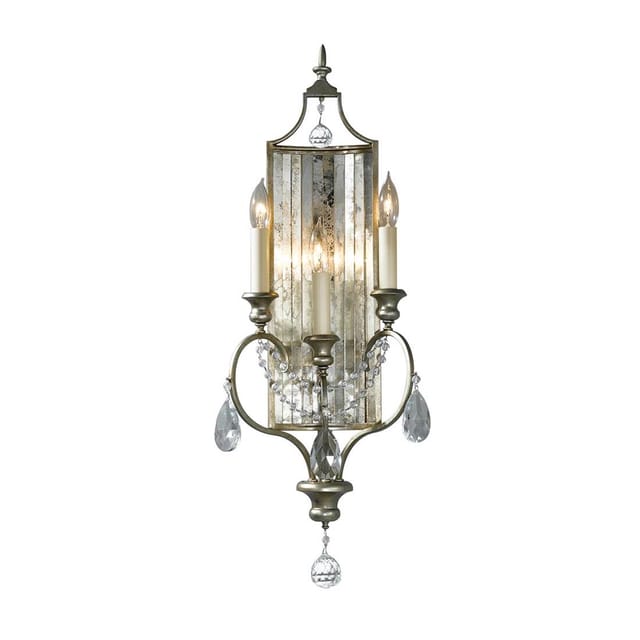 Wandlampe Leuchte Kristalllampe Glas Spiegelgas H 69,2 Cm 3 Flammig Flurleuchte