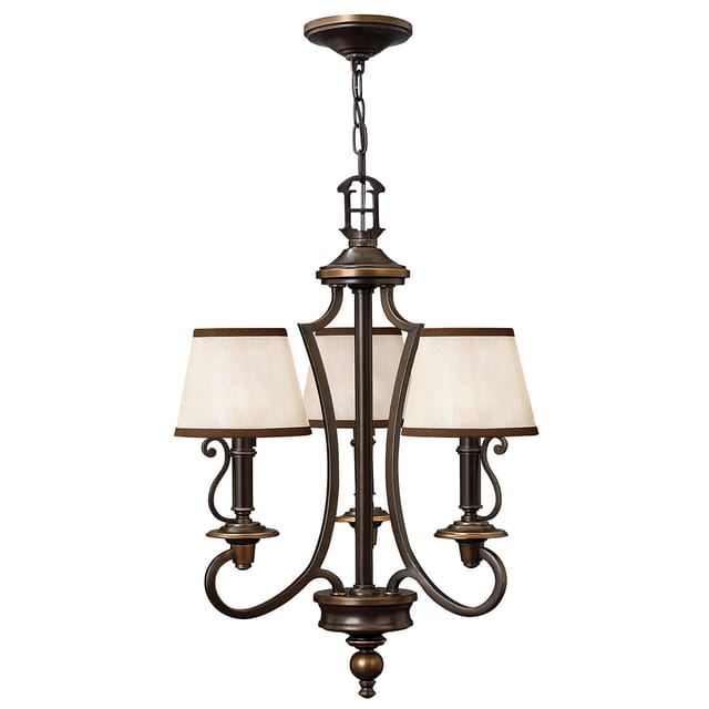 Plymouth - Multi Arm Kronleuchter 3 Light Olde Bronze Finish, E14 - Elstead