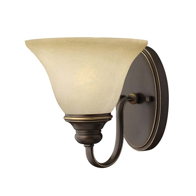Cello - 1 Licht Wandleuchte Antik Bronze Glasschirm, E27 - Elstead
