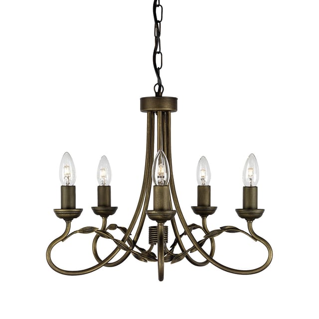 Elstead Olivia - 5 Light Chandelier Black, Gold Finish, E14