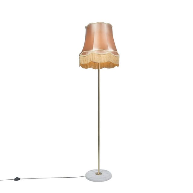 Retro Stehleuchte Messing Mit Granny Schirm Gold 45 Cm - Kaso