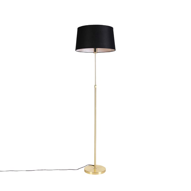 Stehleuchte Gold / Messing Mit Lampenschirm Leinen Schwarz 45 Cm - Parte
