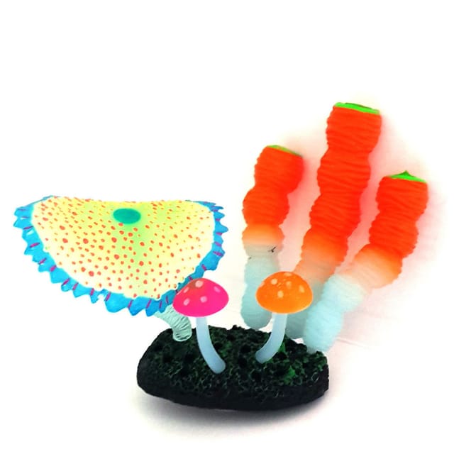 Trade Shop Traesio - Trade Shop - Dekoration Pflanze Pilze Aquarium Lotusblätter Fluoreszierende Pilze Fische -