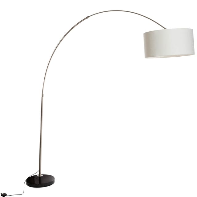 Bogenlampe Stahl Stoffschirm Weiß 50 Cm - Xxl