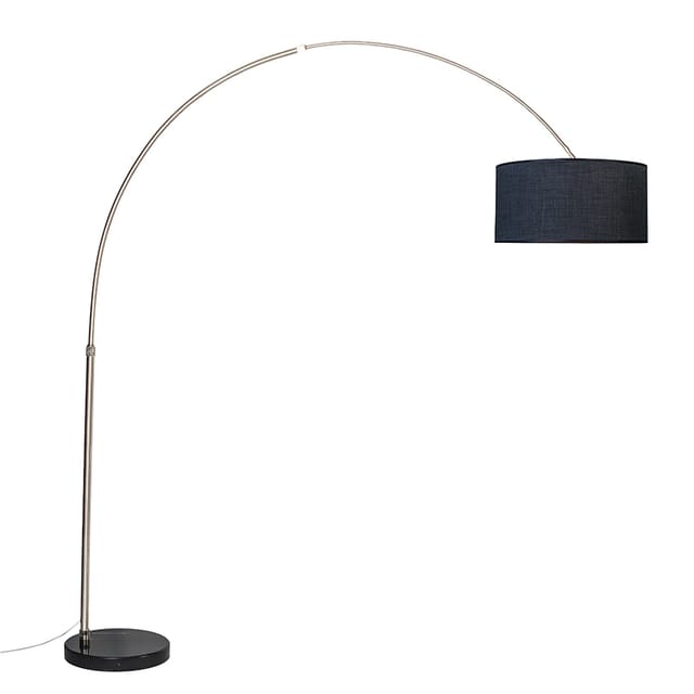 Bogenleuchte Stahl Stoffschirm Schwarz 50 Cm - Xxl