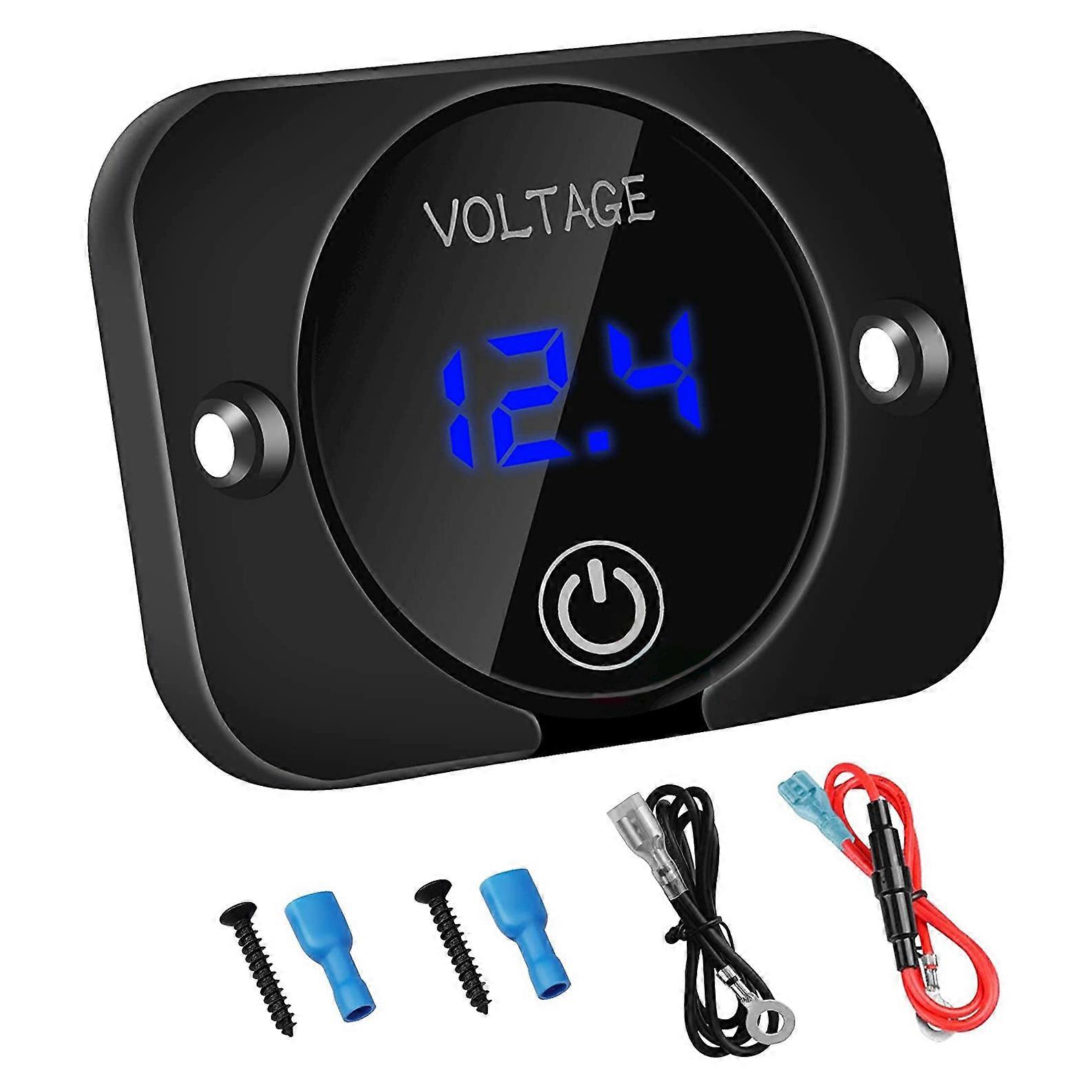 12v Voltmeter Mit Kontaktschalter Und Digitalanzeige, Wasserdicht, Für Boote, Lkws, Quads Und Ssvs.