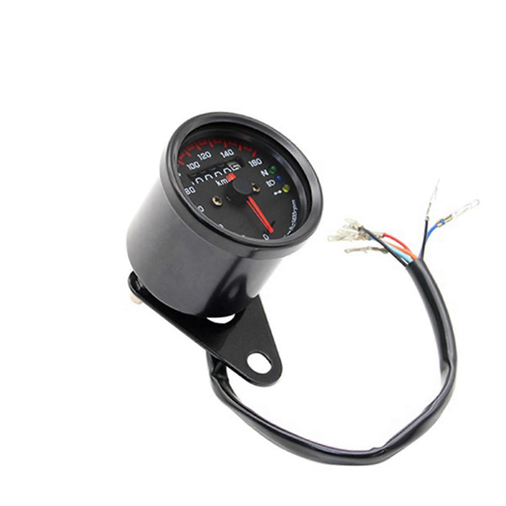 12v Motorrad-tachometer (0-160 Km/h) Mit Led-anzeige, Universal-kilometerzähler Für Cafe Racer Style, Einzelanzeige (schwarz)