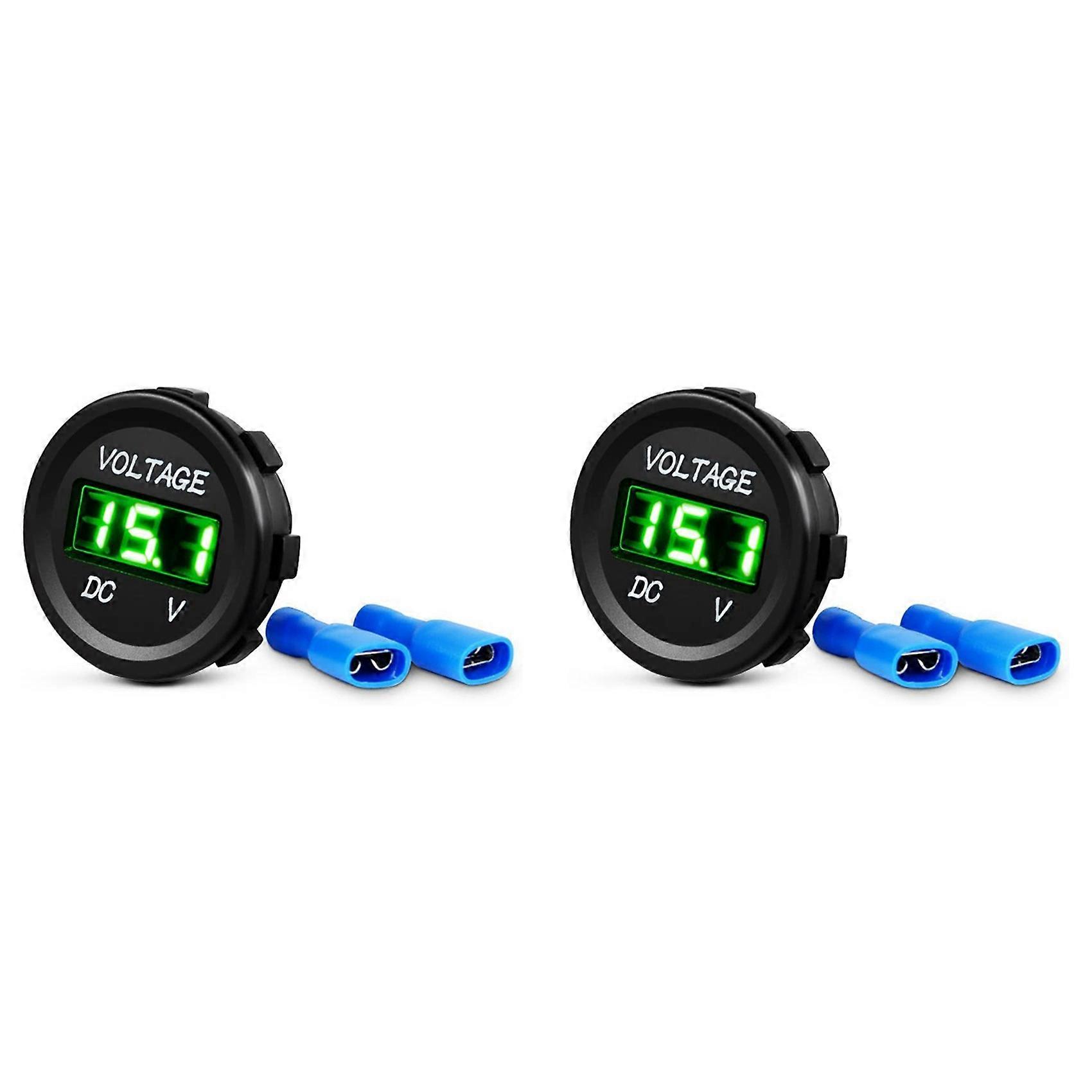 2x Dc 12v Led-digitalvoltmeter Für Boote, Wasserfahrzeuge, Motorräder, Lkws, Quads, Utvs (grün)