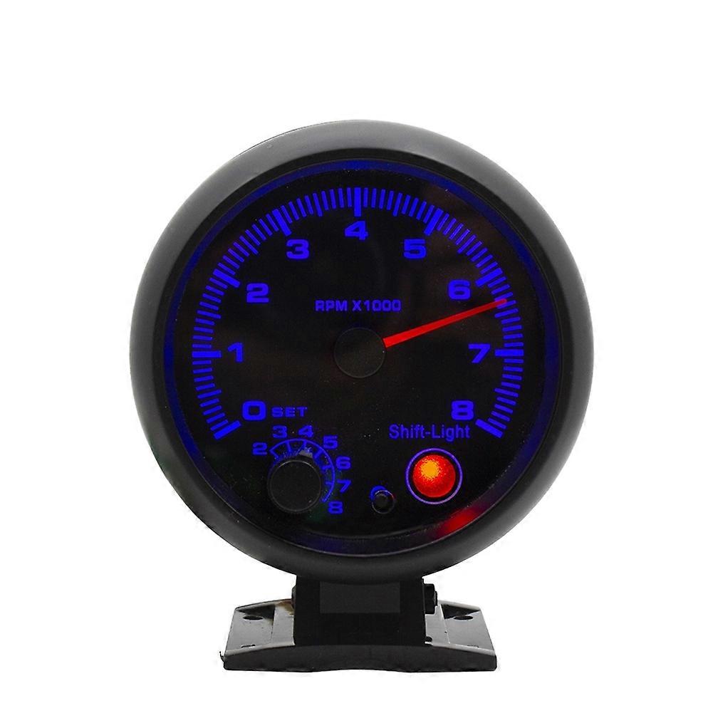 Digitaler 95-mm-drehzahlmesser Für Kraftfahrzeuge, 0–8000 U/min, Mit Schaltanzeige, Blauer Hintergrundbeleuchtung, Für 1–8-zylinder-motoren