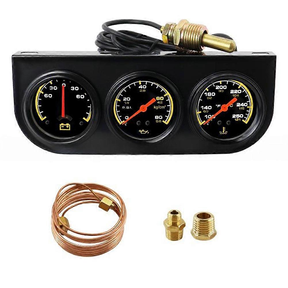 3-in-1-autoinstrumentensatz: Wassertemperaturanzeige (°c/°f), Öldruckanzeige (psi) Und Voltmeter, 12v Mechanisches Instrumentenset Mit Sensor.