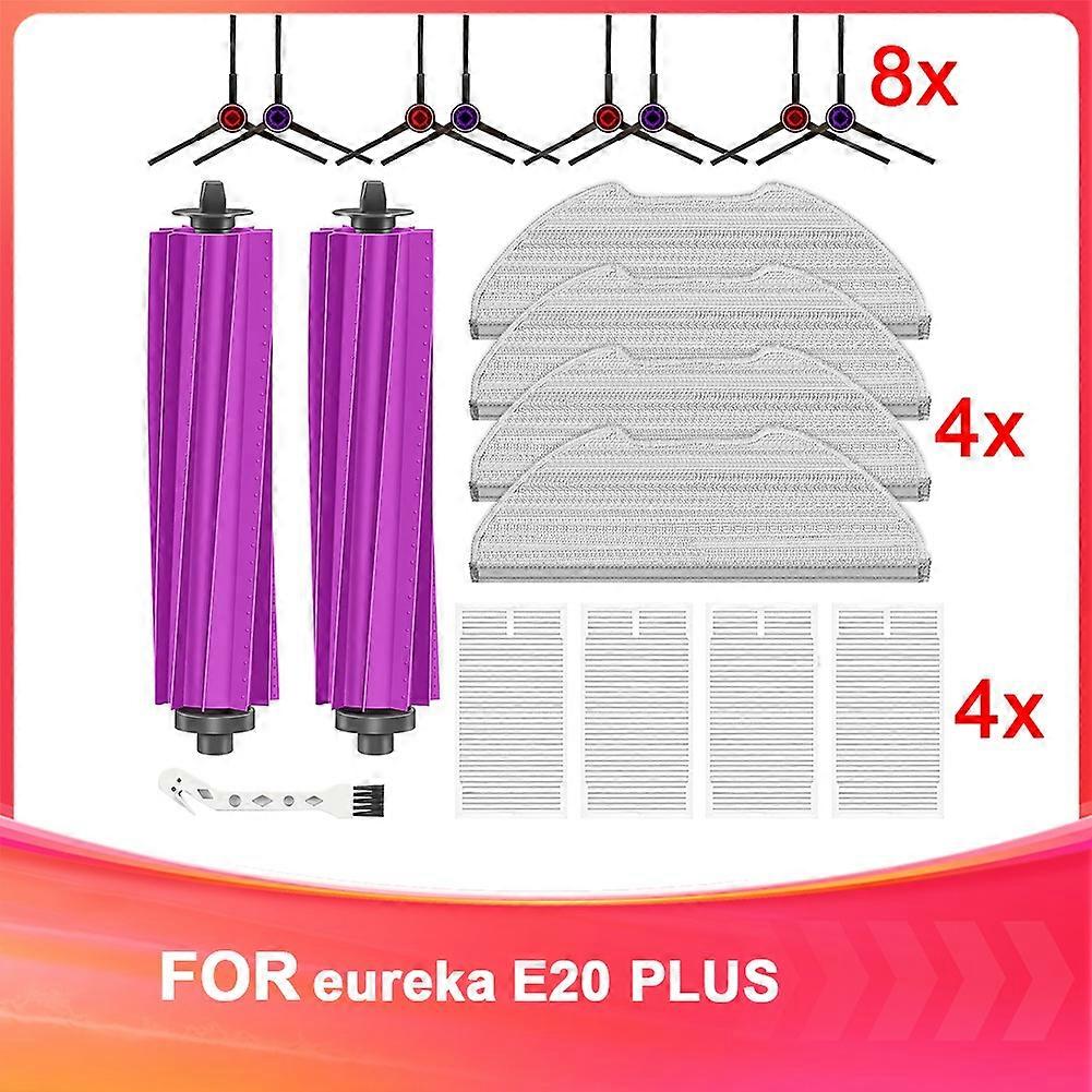 Ersatzteile Für Den Eureka E20 Plus Saugroboter: Gummibürste, Kantenreinigungsbürsten, Hepa-filter, Reinigungstücher.