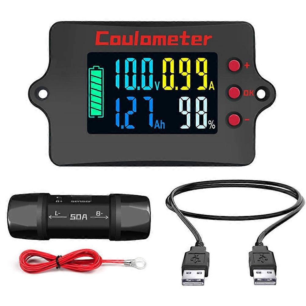 Farb-coulomb-meter Für Wohnmobile, Zur Messung Von Spannungen Von 0-100 V Und Strömen Bis Zu 50 A Zur Batterieüberwachung.