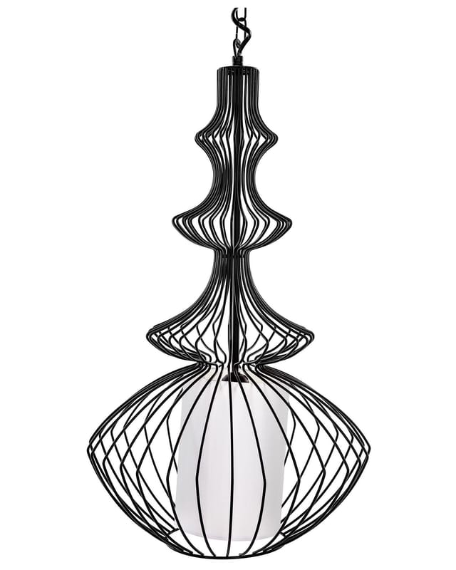 Hängeleuchte Schwarz Metall Schirm Mit Gitter Glühbirnen-optik Wasserfall-design Industrie Look