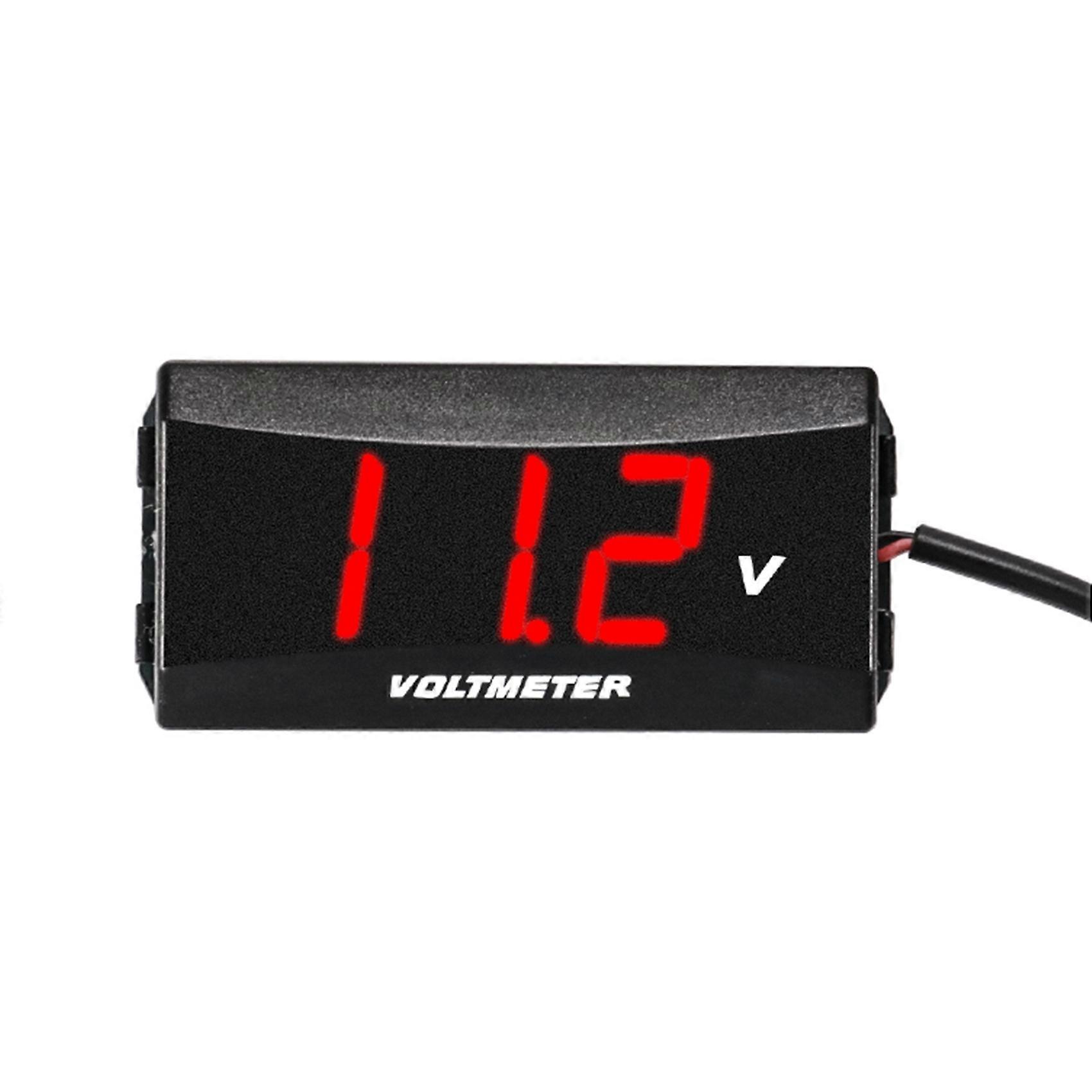 Miniatur-led-digitalvoltmeter Für Motorrad, Bedienfeld, Spannungsprüfer, Verpolungsschutz, 12 V–80 V, Rot