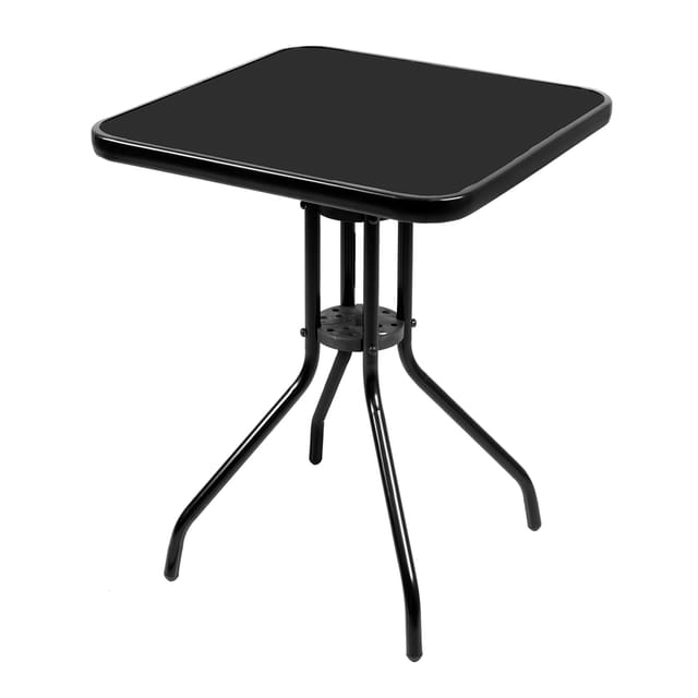 Bistrotisch Eckig Mit Glasplatte 60x60x70cm Schwarz-mmc33081bb