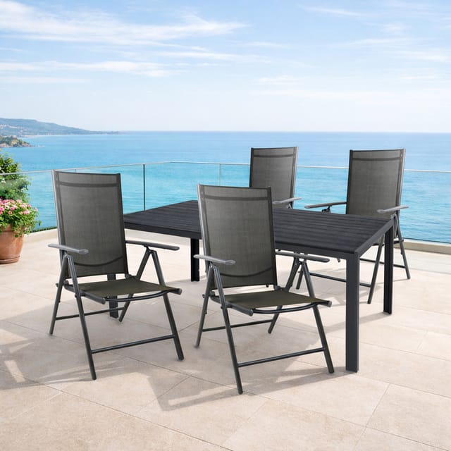 Gartengarnitur 5-teilig 150x90cm Anthrazit/grau Non-wood-m691892+4xm116001