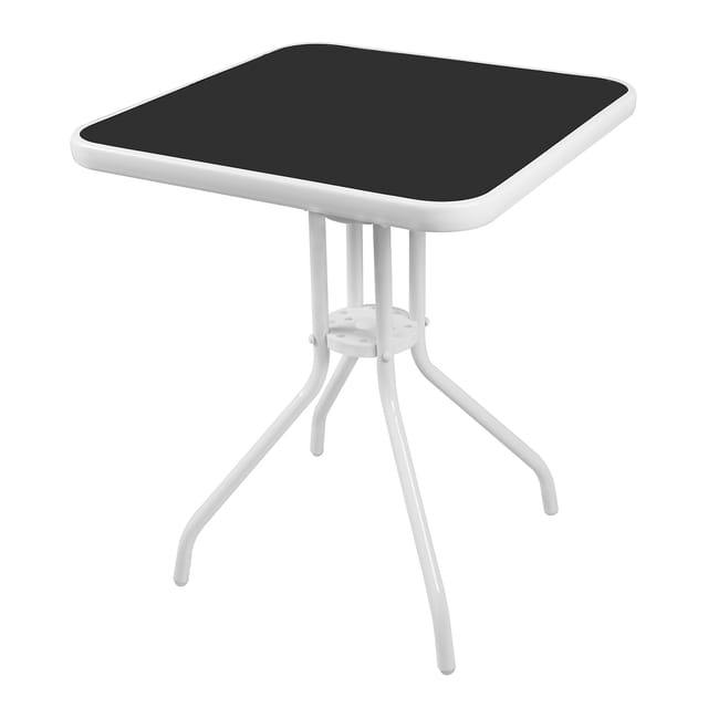 Mojawo - Bistrotisch Eckig Mit Glasplatte 60x60x70cm Weiß-mmc33081wb