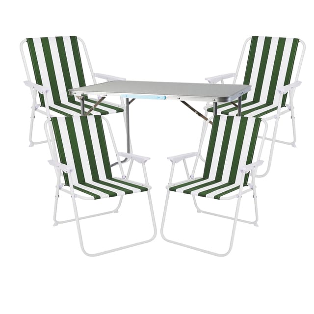 Mojawo - 5-teiliges Campingmöbel Set 70x50x59cm Grün-weiß-dmc330870+4xdpo2600gw
