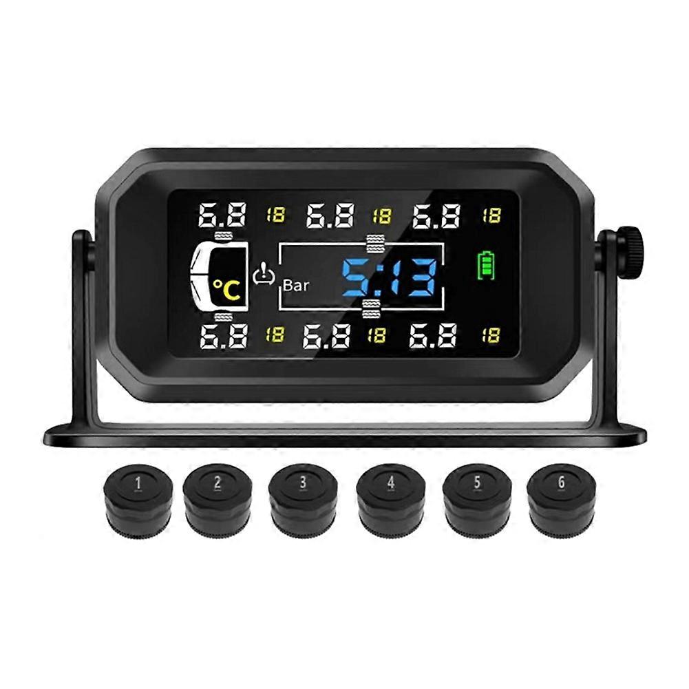 Reifendruckkontrollsystem (tpms) Für Pkw, Wohnmobile Und Lkw: Solarsensor Für 6 Räder, Uhr, Luftdruckanzeige Und Alarm.