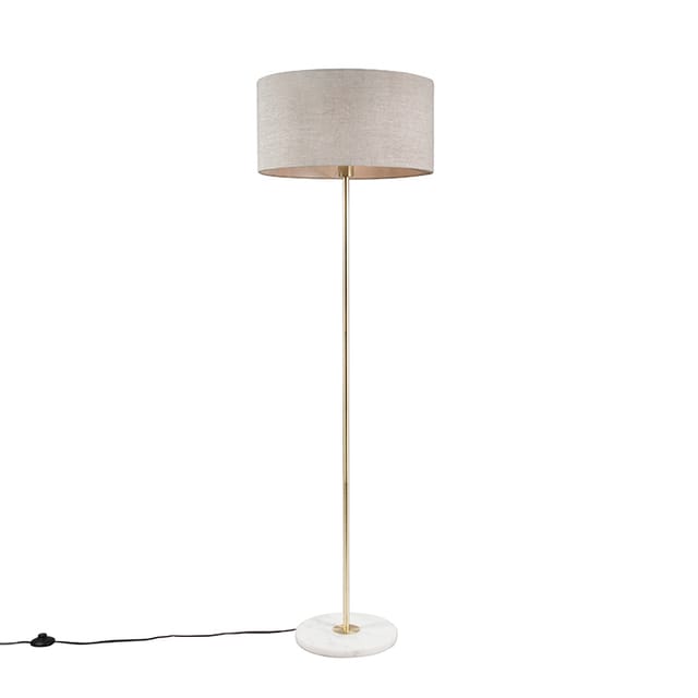 Messing Stehlampe Mit Grauem Schirm 50 Cm - Kaso