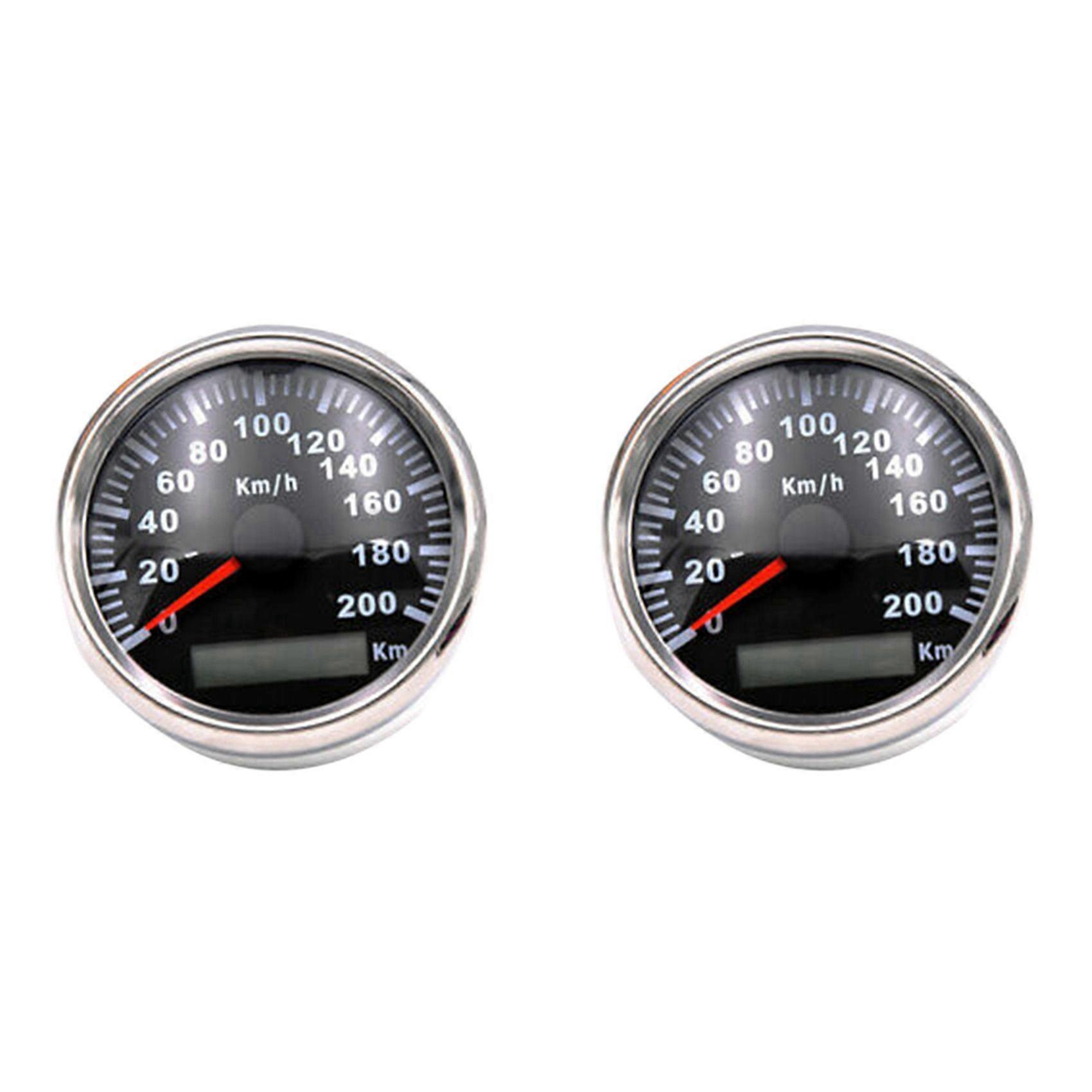 Set Mit 2 Gps-tachometern, 85 Mm, 200 Km/h, 9–32 V, Mit Roter Hintergrundbeleuchtung, Kilometerzähler Geeignet Für Alle Fahrzeugtypen