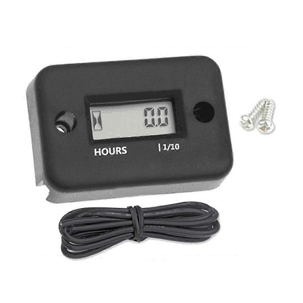 Wasserdichter Digitaler Betriebsstundenzähler Mit Lcd-anzeige, Induktiver Timer Für Motorrad-, Quad- Und Schneemobilmotoren, Schwarz.