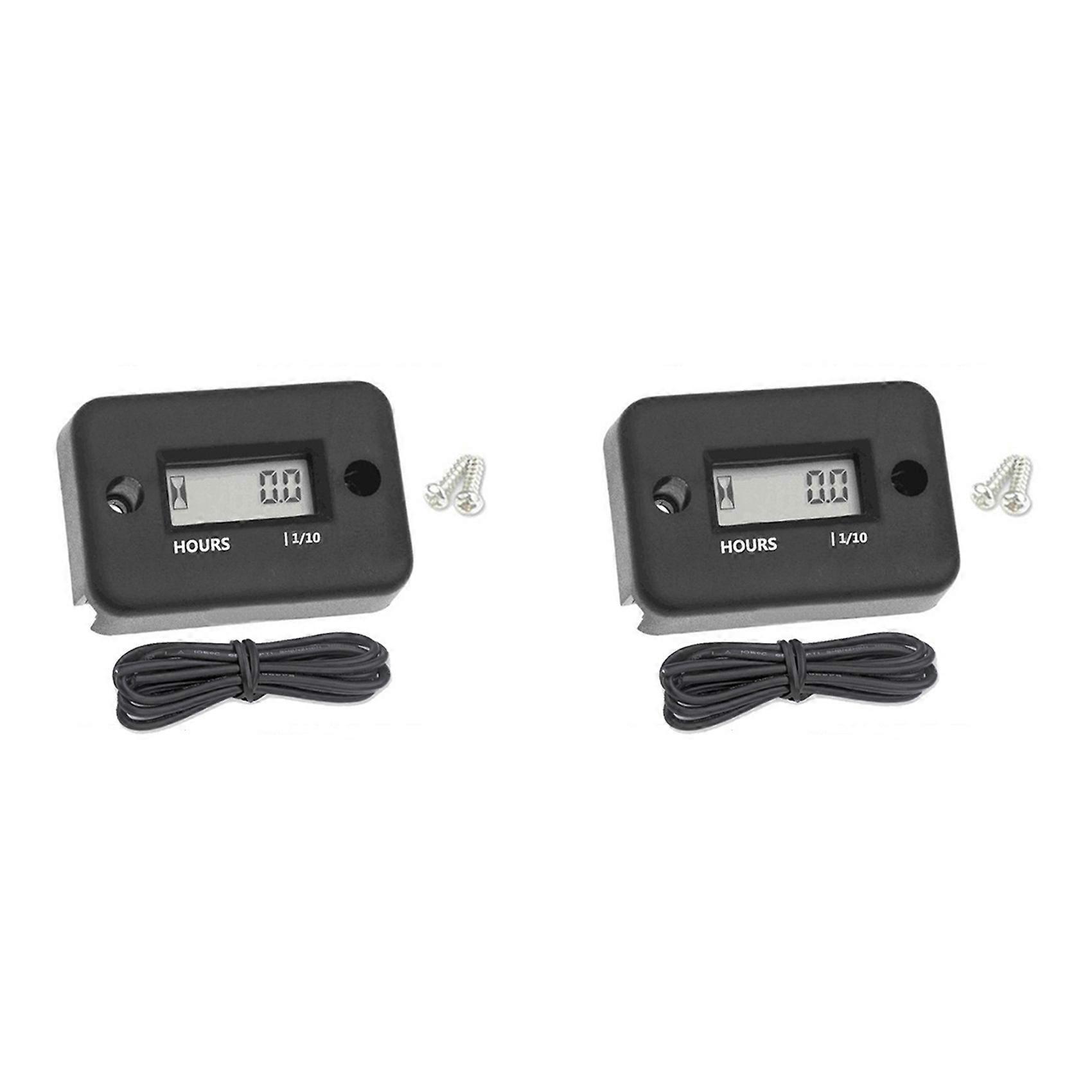 Wasserdichter Digitaler Betriebsstundenzähler Mit Lcd-anzeige, Induktiver Timer Für Fahrrad-, Motorrad-, Quad- Und Schneemobilmotoren, Schwarz