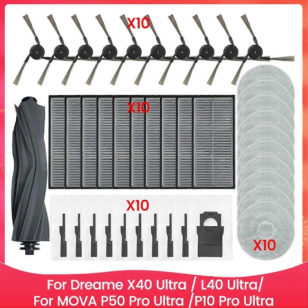 Für Dreame X40 Ultra / L40 Ultra, Mova P50 Pro Ultra / P10 Pro Ultra, Hauptseitenbürste, Hepa-filter, Mopp