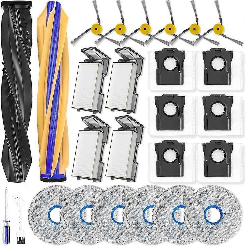 Komplettes Zubehörset Für Den Dreame X60 Max Ultra / X60 Ultra Saugroboter: Hauptbürste, Filter, Reinigungstuch Und Staubbeutel.