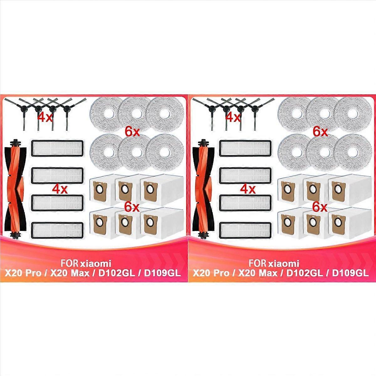 2er-pack Für X20 Pro / X20 Max / D102gl / D109gl Saugroboter: Hauptseitenbürste, Hepa-filter Und Reinigungstuch.