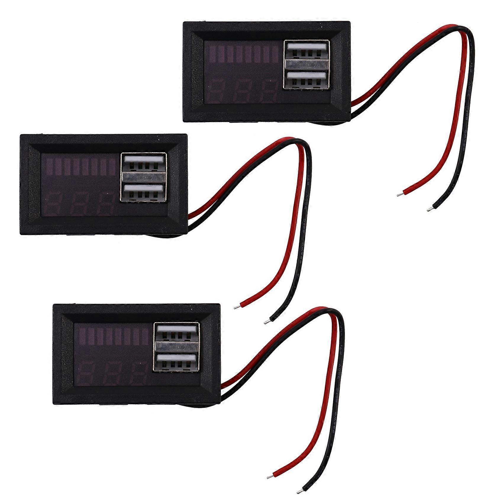3-fach Digitales Voltmeter Mit Roter Led-anzeige, Mini-voltmeter, Spannungsprüfer Für 12v-gleichstromfahrzeuge (autos, Motorräder Usw.)