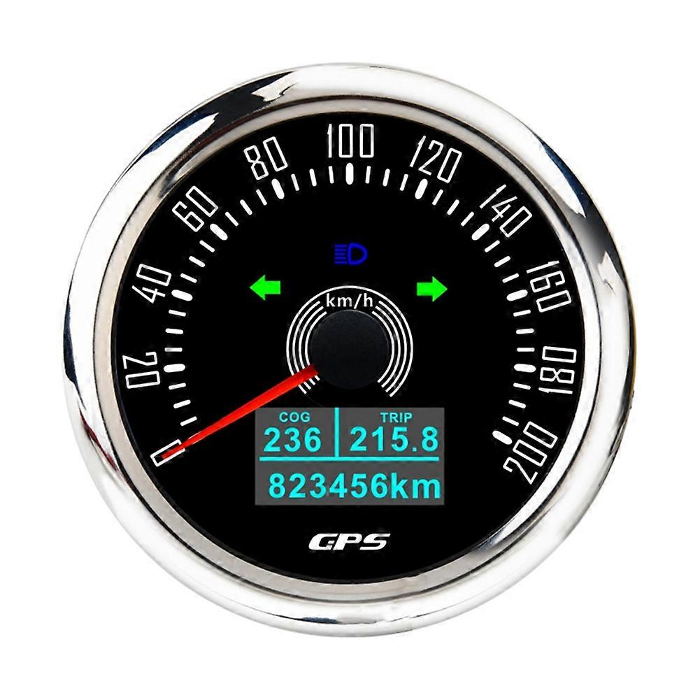 85-mm-gps-tachometer Mit Gps-antenne, 7-farbiger Led-hintergrundbeleuchtung, Digitaler Kilometerzähler Für Auto, Boot Oder Schiff (12 V/24 V), 0–200 Km/h, A