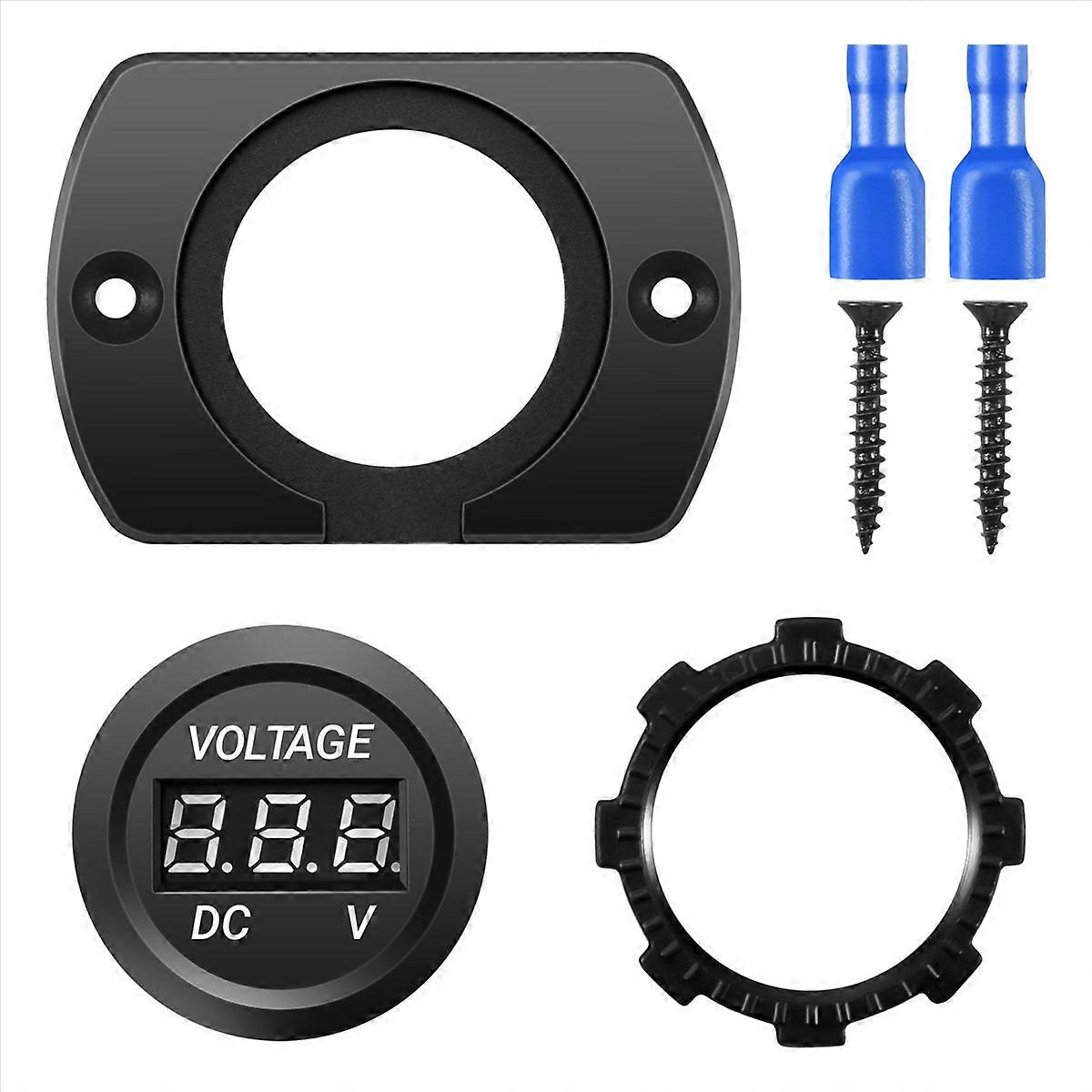 Wasserdichtes 12-24v Led-digitalvoltmeter Für Auto Und Motorrad, Schwarz