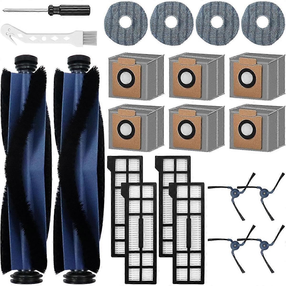 Zubehör Für Den X10 Pro Omni Saugroboter: Ersatzteile, Hauptbürste, Seitenbürsten Und Staubbeutel.