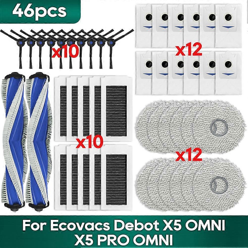 46-teiliges Set: Bürste, Filter, Tuch Und Staubbeutel Für Ecovacs X5 Omni Und X5 Pro Omni Staubsauger – Zubehör Und Ersatzteile