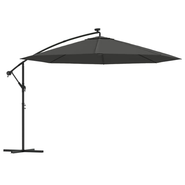 Ampelschirm Mit Led-beleuchtung Und Metall-mast 350cm Anthrazit Vidaxl