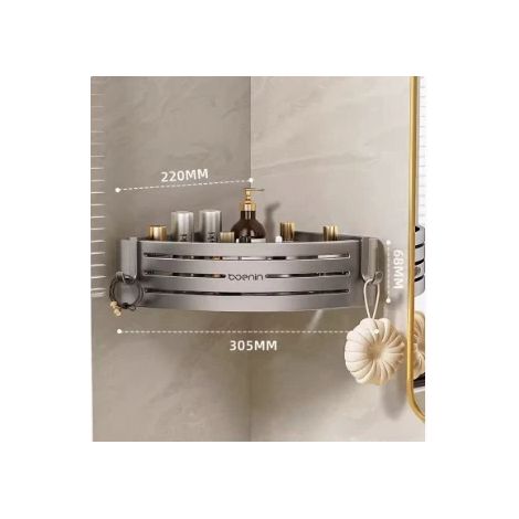 (dreieckiges) Wandregal Aus Aluminiumlegierung Zum Aufbewahren Von Shampoo, Make-up Und Küchenaccessoires – Ganz Ohne Bohren.