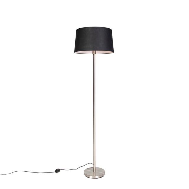 Moderne Stehlampe Stahl Mit Schwarzem Schirm 45 Cm - Simplo