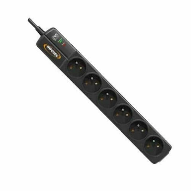 Infosec S6 Black Line Ii Mehrfachsteckdose Schwarz 6 Steckdosen