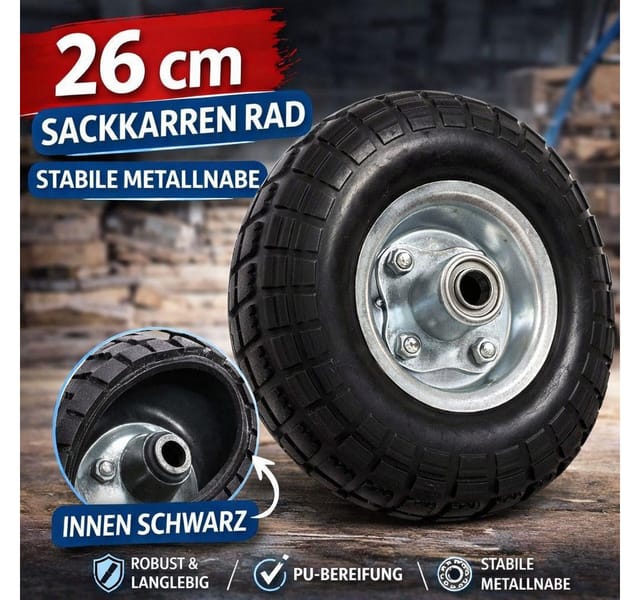 Estexo - Sackkarrenrad Reifen Pu Vollgummi Sackkarre Kugellager Ø 260 Mm 4.10/3.50-4