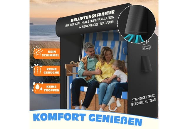 Kesser® Strandkorb-schutzhülle, Wasserdicht, 600d - 135 Cm, Schwarz