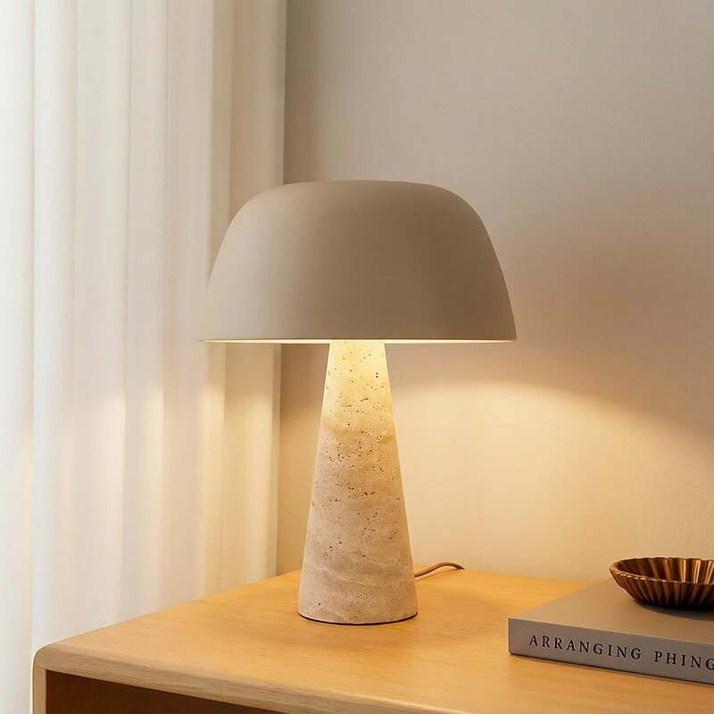 [neuwertig] B-ware Lindby Tischleuchte Magritt Beige Metall Stein 41 Cm E27 Schalter Am Kabel