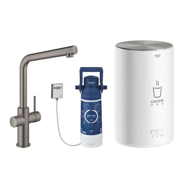 Armatur Und Boiler Grohe Red Duo 303271 M-size L-ausl. Hard Graphite Gb.