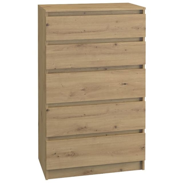 Cdf Kommode Malwa M5 Farbe: Eiche Artisan Schrank Für Dokumente, Kleinigkeiten Ideal Für Wohnzimmer, Schlafzimmer, Kinderzimmer, Jugendzimmer Und Büro 5 Geräumige Schubladen