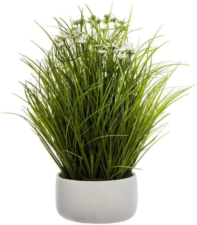 Kunstblume, Grass, 40 Cm, Weißer Topf