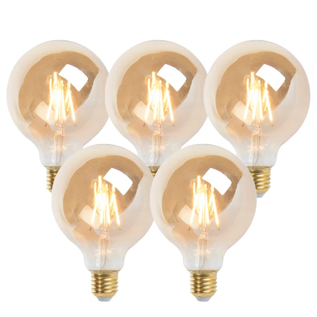 Luedd - Set Mit 5 E27 Dimmbaren Led-lampen G95 Gold 5w 380 Lm 2200k