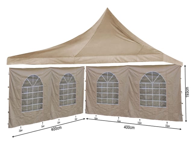 Set Ersatzdach 4x4m Und 2 Seitenwände 400x193cm Für Lounge Pavillon Sahara Sand