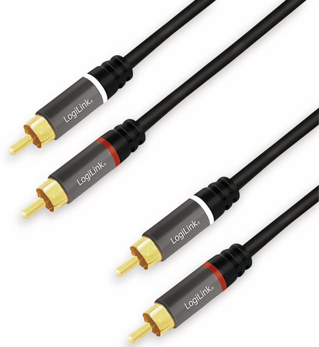 Cinchkabel Ca1206, 3 M, 2x2 Cinchstecker, Schwarz - Logilink